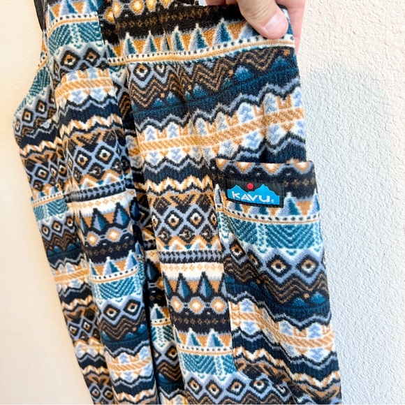 KAVU Pocatello Fleece Bib Overalls S Heritage Winds Fair Isle Nordic Snow Ski - Picture 14 of 15